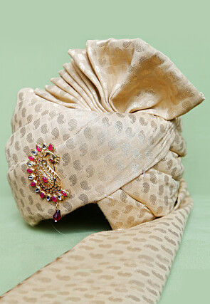 Woven Art Chanderi Silk Kids Turban in Beige