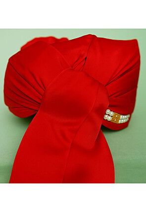 Woven Art Chanderi Silk Kids Turban in Beige