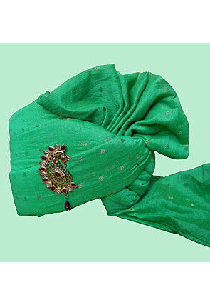 Woven Art Chanderi Silk Kids Turban in Green