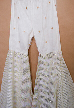 Woven Chanderi Silk Tunic Set in Off White