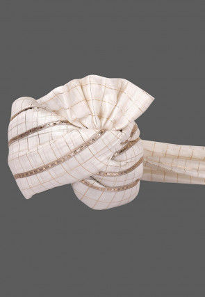 Woven Chanderi Silk Kids Turban in Off White