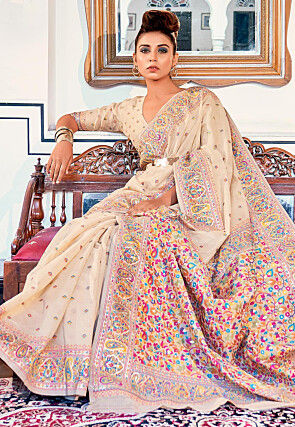 Woven Art Modal Silk Saree in Beige