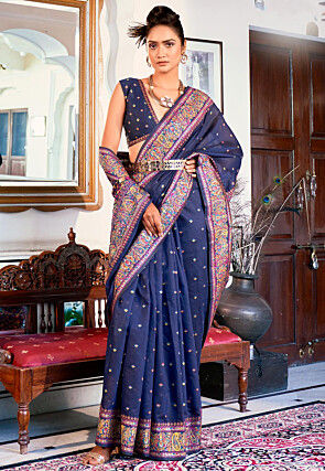 Woven Art Modal Silk Saree in Blue