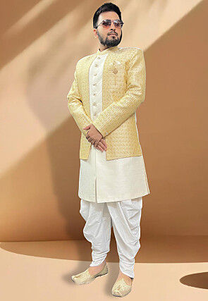 Stylish silk jacquard jacket with kurta store