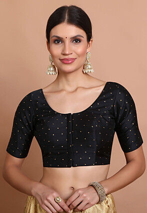Woven Art Silk Blouse in Black