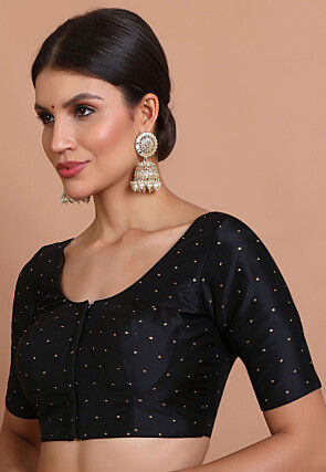 Woven Art Silk Blouse in Black