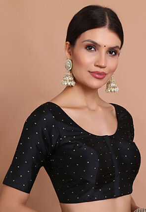 Woven Art Silk Blouse in Black