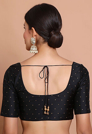 Woven Art Silk Blouse in Black