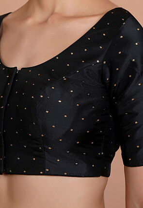 Woven Art Silk Blouse in Black