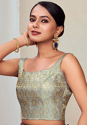 Woven Art Silk Blouse in Grey