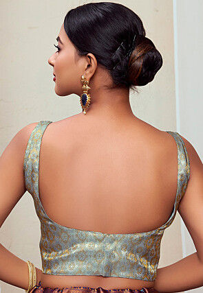 Woven Art Silk Blouse in Grey