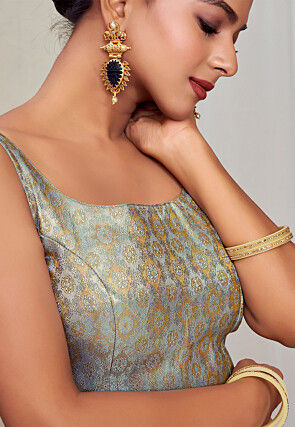 Woven Art Silk Blouse in Grey