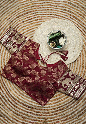 Red - Jacquard - Blouse Designs: Buy Latest Readymade Saree Blouses Online