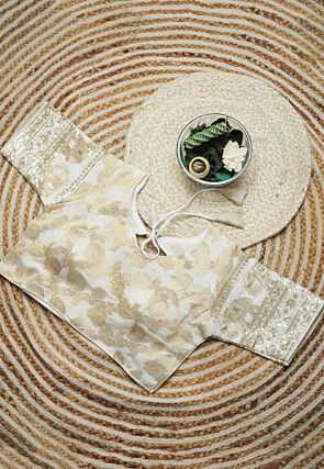 Woven Art Silk Blouse in Off White