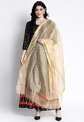 Woven Art Silk Dupatta in Beige