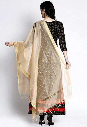 Woven Art Silk Dupatta in Beige