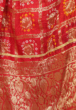 Woven Art Silk Dupatta in Red