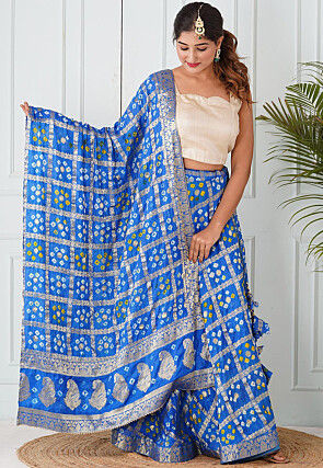 Woven Art Silk Dupatta in Turquoise