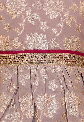 Woven Art Silk Jacquard A Line Kurta Set in Dusty Purple