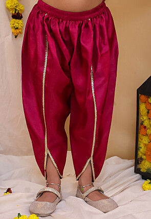 Woven Art Silk Jacquard A Line Kurta Set in Dusty Purple