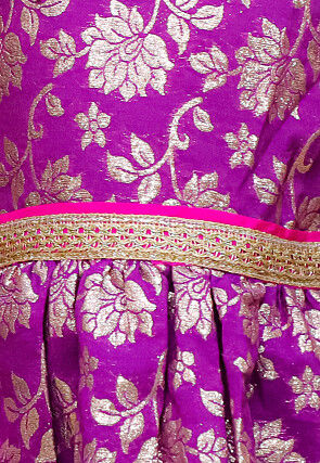 Woven Art Silk Jacquard A Line Kurta Set in Purple