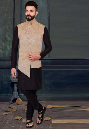 Buy Brocade Nehru Jacket in Off White Online : MHG2062 - Utsav Fashion