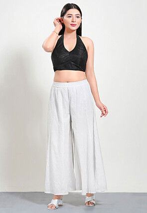 Woven Art Silk Jacquard Blouse in Black