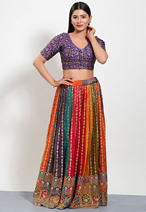 Woven Art Silk Jacquard Blouse in Purple