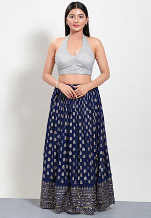 Woven Art Silk Jacquard Blouse in Silver