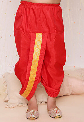 Woven Art Silk Jacquard Dhoti Kurta in Yellow