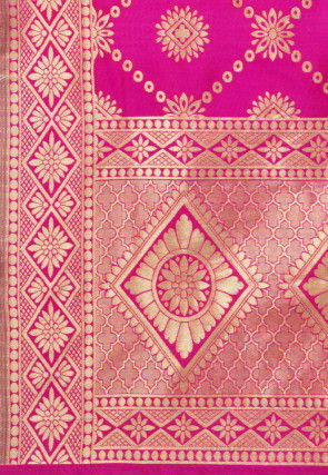 Woven Art Silk Jacquard Dupatta in Pink