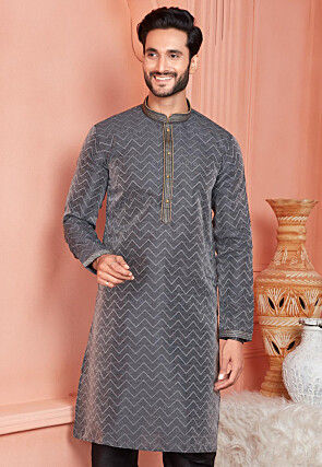 Buy Latest Indian Grey Kurta for Men Online | Utsav Fashion