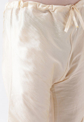 Woven Art Silk Jacquard Kurta Set in Charcoal Black