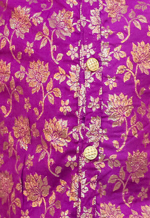 Woven Art Silk Jacquard Kurta Set in Purple