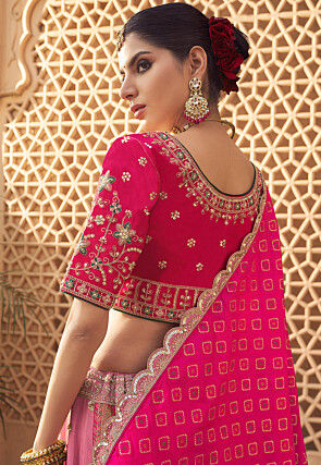 Woven Art Silk Jacquard Lehenga in Light Pink
