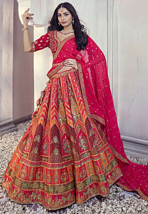 Buy Red Full Sleeve Lehenga Choli Online for Women in USA