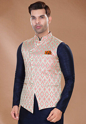 Baby pink nehru jacket on sale