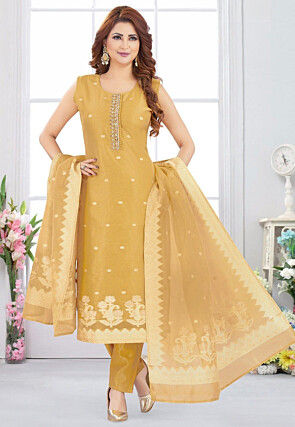 golden silk dress pakistani Buy Woven Art Jacquard Suit in Online : KCU615 Events