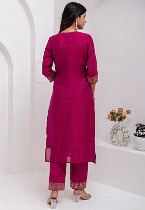 Woven Art Silk Jacquard Pakistani Suit in Purple