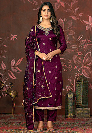 MADHUBALA PURPLE SATIN GEORGETTE STRAIGHT SUIT. | Party wear indian  dresses, Indian dresses traditional, Tight dress outfit