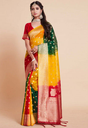 Woven Art Silk Jacquard Saree in Multicolor