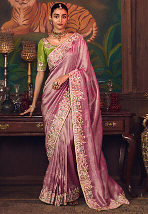 Woven Art Silk Jacquard Saree in Pink