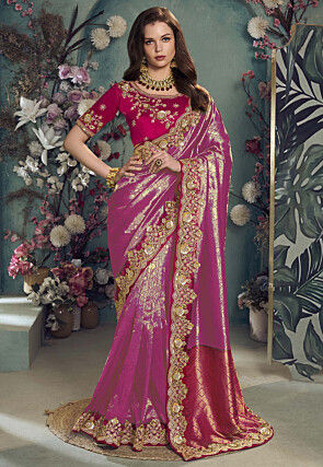 Woven Art Silk Jacquard Saree in Purple