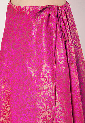 Woven Art Silk Jacquard Skirt in Fuchsia