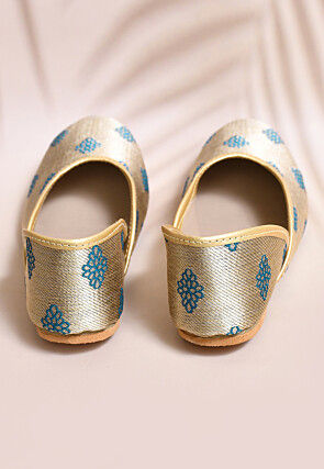 Woven Art Silk Jacquard Women Jutti in Dark Beige