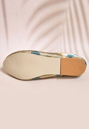 Woven Art Silk Jacquard Women Jutti in Dark Beige