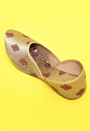 Woven Art Silk Jacquard Women Jutti in Dark Beige