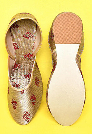 Woven Art Silk Jacquard Women Jutti in Dark Beige