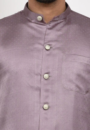 Woven Art Silk Jaquard Kurta Set in Dusty Purple