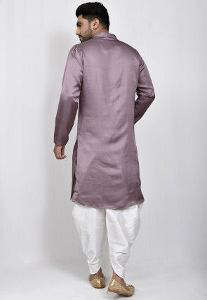 Woven Art Silk Jaquard Kurta Set in Dusty Purple